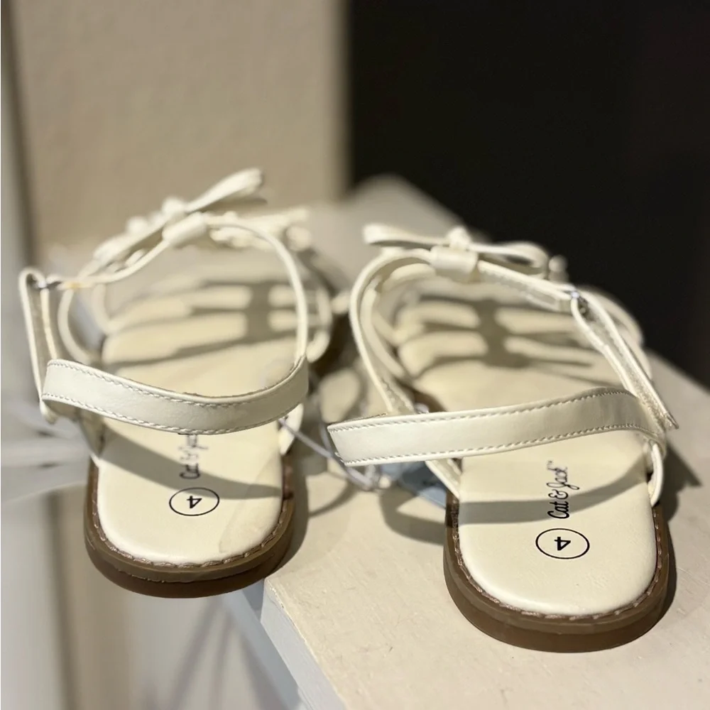 Kids' Aria Bow Sandals Cream - Cat & Jack - Girl Multiple Youth Sizes